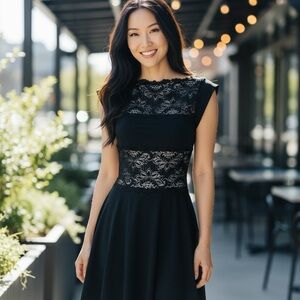 bebe Black Lace Midi Dress